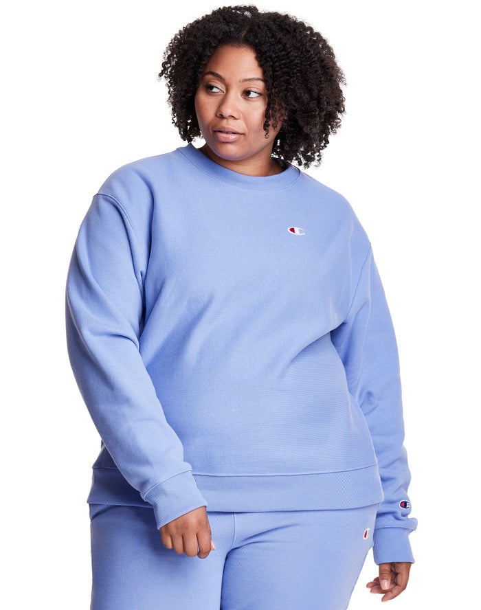 Champion Plus Reverse Weave Crew Kadın Sweatshirt Mavi ( AHTLSR327 )